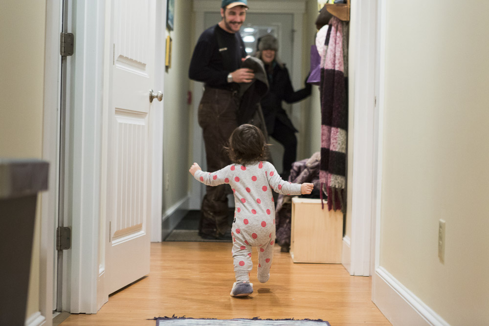 Volunteer visiting a family